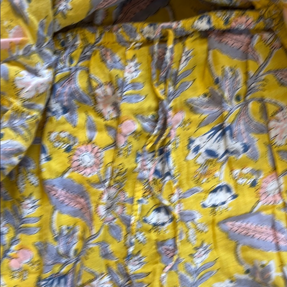 Shade Amour Women’s Yellow Floral/Paisley  Indian Cotton Pajamas set, One Size - Picture 4 of 7